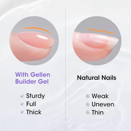 Vista 2 de Gellen Gel constructor de uñas transparente de 3.4 fl oz, gel fortalecedor de color duro, construcción de ápice de uñas, gel de uñas UV de larga