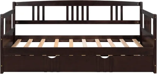 Vista 4 de Harper & Bright Designs Marco de sofá cama de madera de tamaño individual con nido, para niños y adolescentes. No necesita somier, muebles