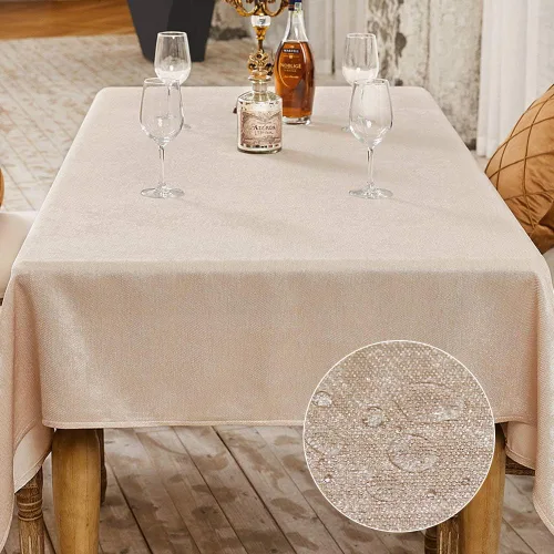 Vista 15 de BALCONY & FALCON Mantel Rectangular de Lino Sintético Impermeable Lavable Limpiable Cubierta de Mesa para Decoración de Mesa de Cocina Comedor