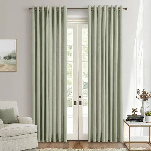 Vista 28 de Cortinas de avena con ojales DUKIYO de 96 pulgadas de largo para sala de estar, comedor, juego de 2 paneles, cortinas de arena y beige