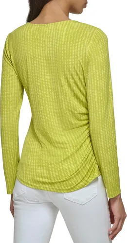 Vista 3 de Calvin Klein Camiseta de manga larga con estampado mate y laterales fruncidos para mujer