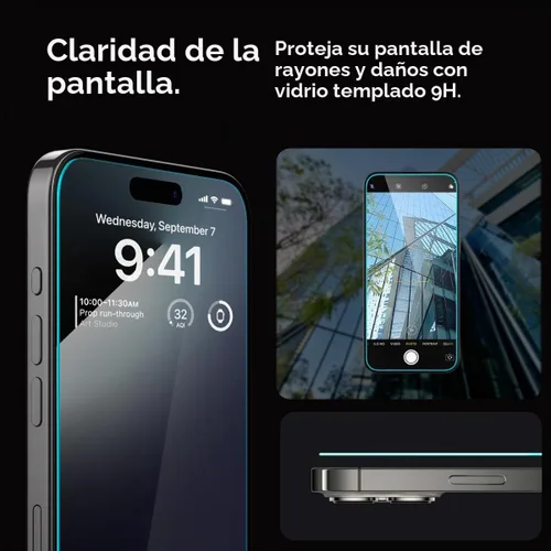 Vista 4 de Spigen GlasTR EZ FIT - Protector de pantalla de vidrio templado para iPhone 15 Pro