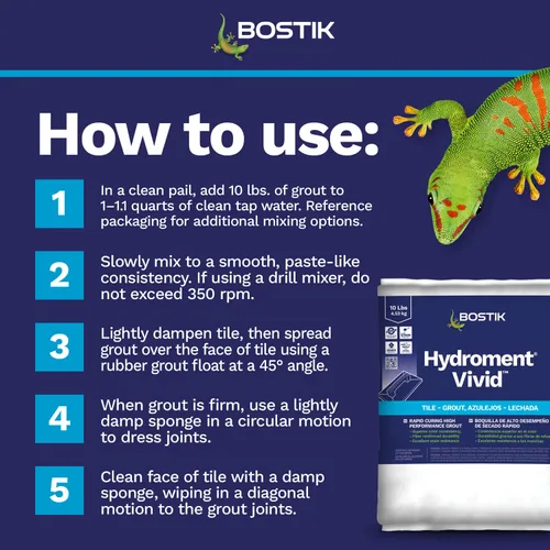 Vista 5 de BOSTIK HYDROMENT Lechada para baldosas en polvo de 10 libras - Alabastro