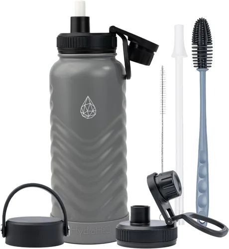 Vista 10 de Botella de agua aislada de acero inoxidable de 24 onzas con tapa de popote Verde