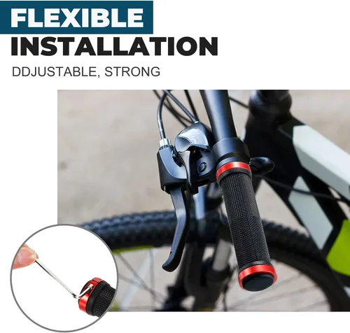 Vista 6 de 10 agarres para manillar de bicicleta, barra de mango de bicicleta de doble bloqueo, para BMX, montaña, MTB, crucero de playa, scooter, bicicleta