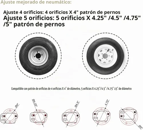 Vista 5 de Soporte para neumáticos de repuesto: soporte de neumático de repuesto para remolque, se adapta a la mayoría de ruedas de 4 y 5 tuercas, soporta