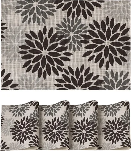 Vista 30 de Artoid Mode - Juego de 4 manteles individuales de vinilo con diseño floral, resistentes al calor, lavables, antideslizantes, de PVC, para decoración