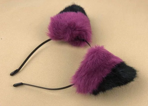 Vista 2 de Happylifehere Diadema larga de pelo con orejas de zorro de gato, diadema para el pelo, disfraz de Halloween y gatito