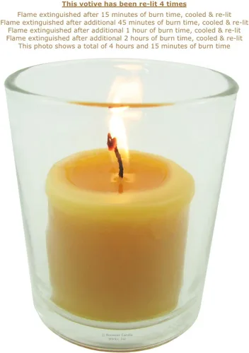 Vista 7 de Velas de cera de abejas, votivas de 10 horas (paquete de 6) 100% cera de abeja de EE. UU