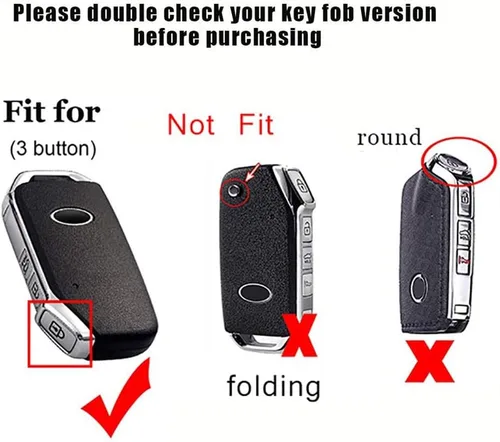 Vista 2 de ontto Funda de cuero con 3 botones para llavero de protección completa para Kia Ceed Cerato Optima, Azul