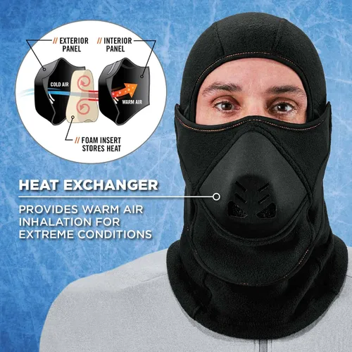 Vista 3 de Ergodyne N-Ferno 6970 pasamontañas térmico con intercambio de calor, negro