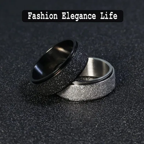 Vista 6 de Anillo giratorio antiestrés para mujeres y hombres, anillo de ansiedad de acero inoxidable para hombre, anillos de pulgar de 0.315 in de ancho