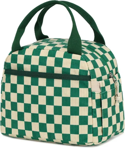 Vista 41 de Bluboon Bolsa de almuerzo para mujer, bonita bolsa de almuerzo de pana con correa para el hombro, reutilizable, aislada, gran capacidad
