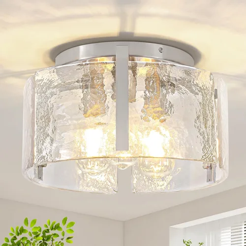 Vista 12 de Lámpara de techo semiempotrada moderna negra de 15 pulgadas, accesorios de iluminación de pasillo, 3 luces de techo de vidrio para entrada, isla