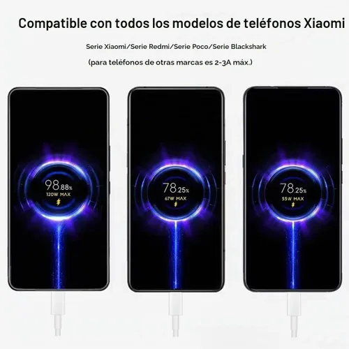 Vista 3 de 6A para Xiaomi Cable Cargador 120W Hypercharge USB Tipo C Cable de carga rápida