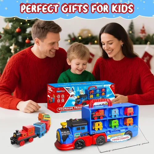 Vista 7 de AuroTops Juguetes para niños de 3, 4, 5, 6 años para niños, niña, niño, juguetes 2 en 1, camiones de juguete para niños pequeños, juego de tren