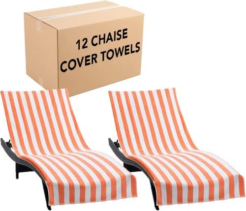 Vista 8 de Arkwright California - Funda para tumbona de playa, paquete de 2 - Toalla de algodón suave y a rayas estilo cabana con bolsillo para silla de playa