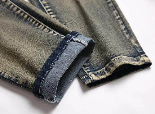 Vista 6 de AITITIA Jeans de corte recto lavado con cremallera para hombre