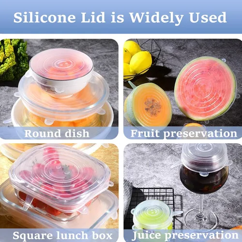 Vista 3 de 12 tapas de silicona reutilizables multidimensionales para almacenamiento de alimentos, tapas elásticas para contenedores de alimentos, cubiertas