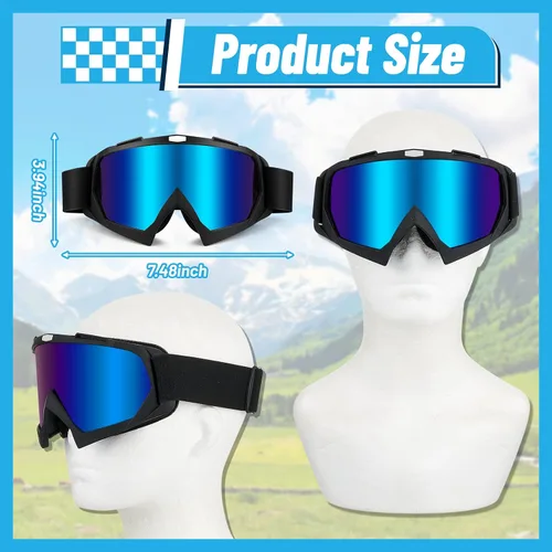 Vista 2 de Tallew Paquete de 4 gafas para motocicleta, gafas para bicicleta de tierra, ATV, UTV, antiarañazos para hombres y mujeres (color simple)
