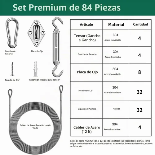 Vista 4 de Kit de accesorios para toldo, 6 pulgadas, juego de 84 piezas