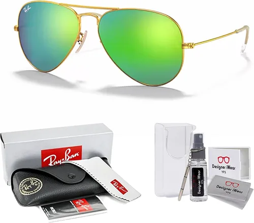 Vista 72 de Ray-Ban RB3025 - Lentes de sol de aviador de metal para hombre y mujer + paquete con kit de cuidado de gafas iWear de diseñador
