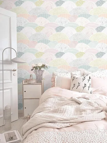 Vista 2 de Papel tapiz autoadhesivo para despegar y pegar, papel de contacto de puntos/líneas, lindo papel tapiz colorido de 15.5 x 78.7 pulgadas, extraíble