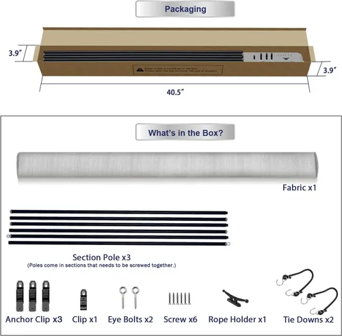 Vista 7 de Windscreen4less Persianas opacas enrollables para exteriores, pantalla de privacidad para pérgola, balcón, porche, cochera, terraza, ventana, 8' An