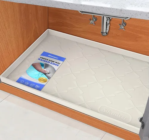 Vista 11 de SIKADEER Tapete impermeable de 19 x 19 pulgadas para debajo del fregadero, tapete de silicona para estante de cajones de cocina y revestimiento