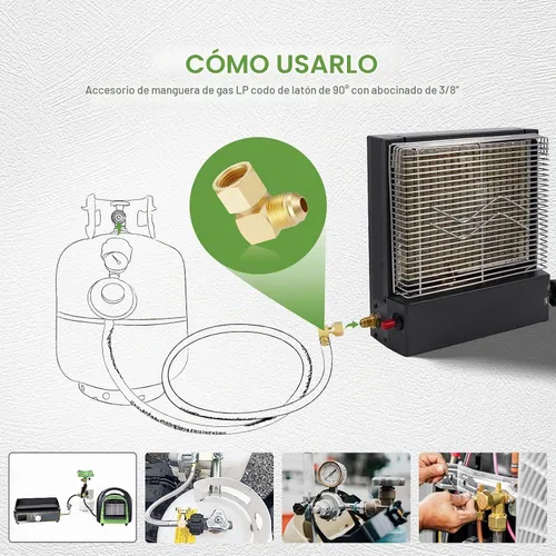 Vista 3 de Litorange 2 piezas de accesorios de acoplamiento de conector de codo de 90° de gas propano para calentadores olímpicos de baja presión de repuesto 2