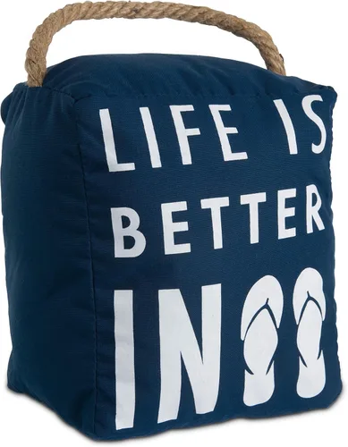 Vista 11 de Pavilion "La vida es mejor en la playa" Tope de puerta de lona - Tope de puerta decorativo de tela ponderada con asa, bolsa de arena de poliéster