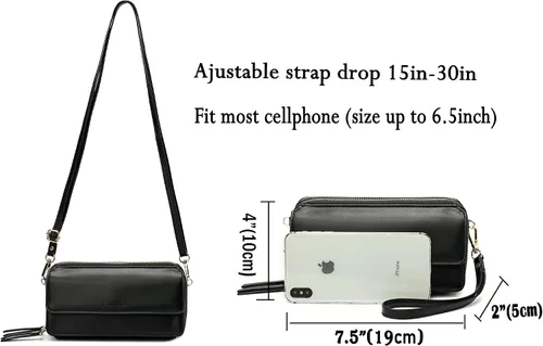 Vista 5 de Lanyani Cartera cruzada RFID con bolsillo para teléfono para mujer cuero vegano