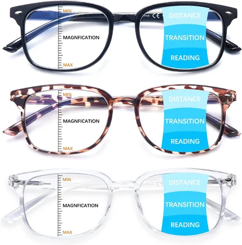 Vista 8 de Gafas de lectura progresivas multifocales antiluz azul para mujeres y hombres, marco de anteojos de moda