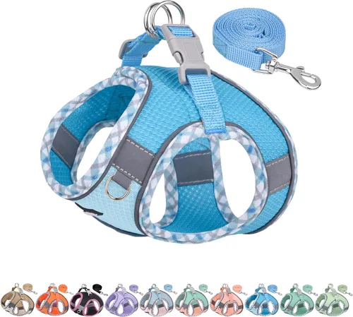 Vista 17 de AIITLE Arnés para Perros Pequeños - Chaleco Ligero de Malla Step-in para Cachorros, Diseño Reflectante y a Prueba de Escape con Cinta Mágica de Alta