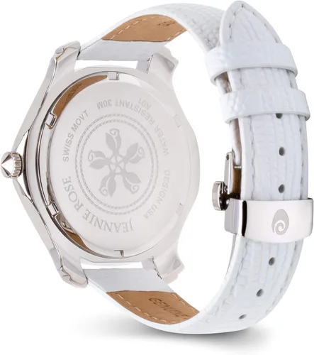 Vista 3 de JEANNIE ROSE A01 - Reloj analógico para mujer, 1.575in, diseño de una docena de rosas, color blanco