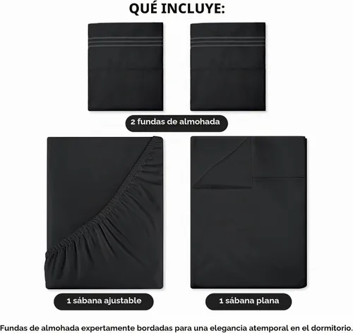 Vista 7 de ROYALE LINENS Juego de sábanas Cal King de 4 piezas, ropa de cama de microfibra suave cepillada de 1800 hilos, 1 sábana bajera, 1 sábana encimera, 2