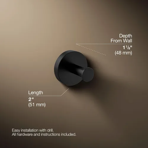 Vista 4 de Kohler 27290-BL Elate® - Gancho para bata, color negro mate