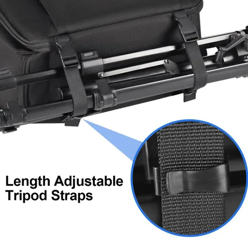 Vista 4 de Cwatcun Mochila profesional para cámara réflex digital con puerto de carga USB, cubierta para lluvia, mochila para computadora portátil de Negro