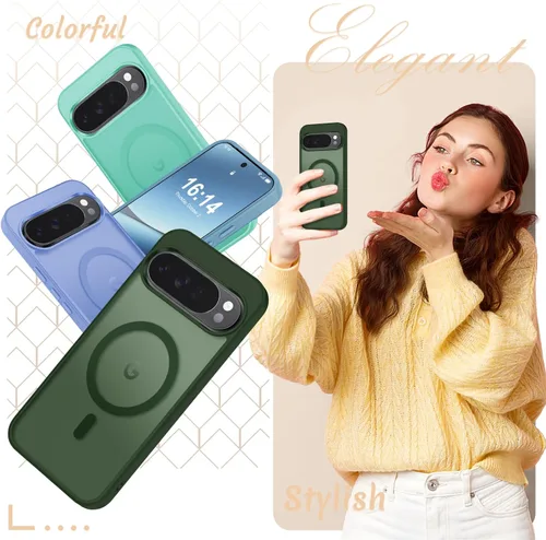 Vista 165 de Funda para Google Pixel 10 Pro XL, cubierta magnética mate, color negro Fit for MagSafe, Screen Protector included, Shockproof Military Grade