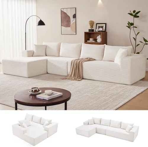 Vista 15 de Mangodan - Sofá seccional en forma de nube, sofá sin huesos para sala de estar, sofá seccional modular con asiento profundo, cómodo sofá de felpa
