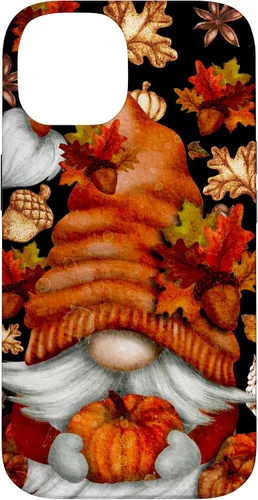 Vista 4 de iPhone 13 Lindo gnomo de Acción de Gracias calabaza otoño árbol otoño hojas caso
