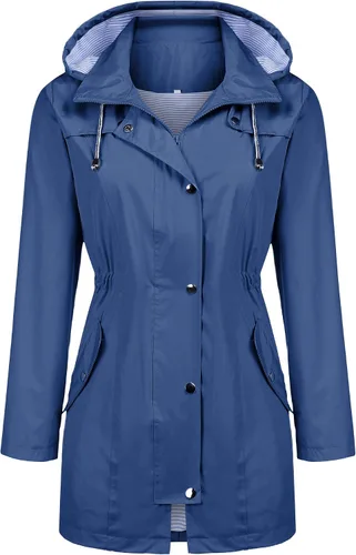Vista 2 de Zcfire Chubasqueros para mujer, rompevientos, impermeable, ligera, con capucha, para exteriores, tallas S-XXL