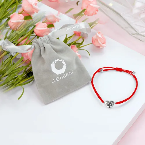 Vista 7 de J.Endéar Tree of Life Heart Bracelet for Women Girls, 925 Sterling Silver Family Tree Handmade Braided Filigree Rope String Bracelet Adjustable