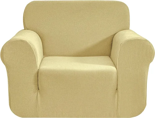 Vista 41 de CHUN YI - Funda elástica de 1 pieza para sillón grande, funda protectora suave de Jacquard con elastano, detalle de cuadros y parte inferior