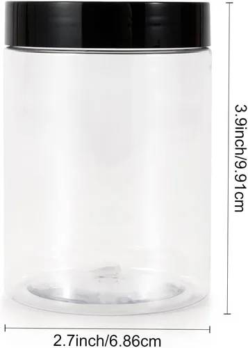 Vista 2 de 10 tarros de plástico con tapas, tarros de boca ancha de 10 onzas con tapas herméticas, recipientes vacíos transparentes con tapas, tarros
