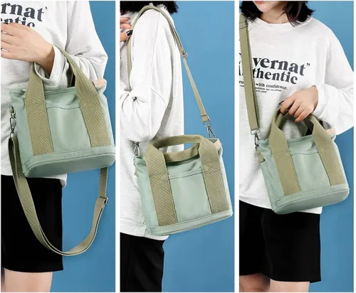 Vista 5 de SUNNY SHOP Bolsos cruzados para mujer, bolsa de lona con cremallera, organizador de bolsillos, bolsa de almuerzo para mujer, bolso pequeño de hombro