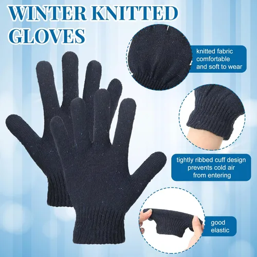 Vista 4 de Twistover 150 pares de guantes de invierno cálidos a granel, guantes elásticos para adultos, guantes elásticos para mujeres y hombres, guantes