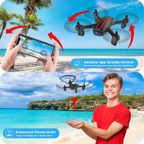 Vista 6 de Drones para niños de 8 a 12 años, dron con cámara 1080P para niños y adultos, FPV Drone con 2 baterías, mini dron con foto de gestos, cuadricóptero