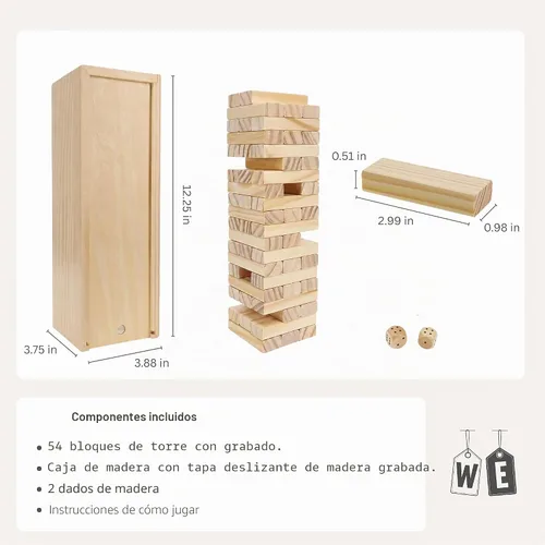 Vista 10 de WE Games Alternativa de libro de invitados de boda personalizado, caja de recuerdos de madera, 54 bloques, grabado personalizado