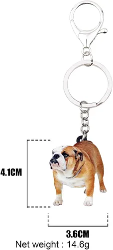 Vista 6 de WEVENI - Llavero de acrílico con diseño de bulldog inglés para mascotas